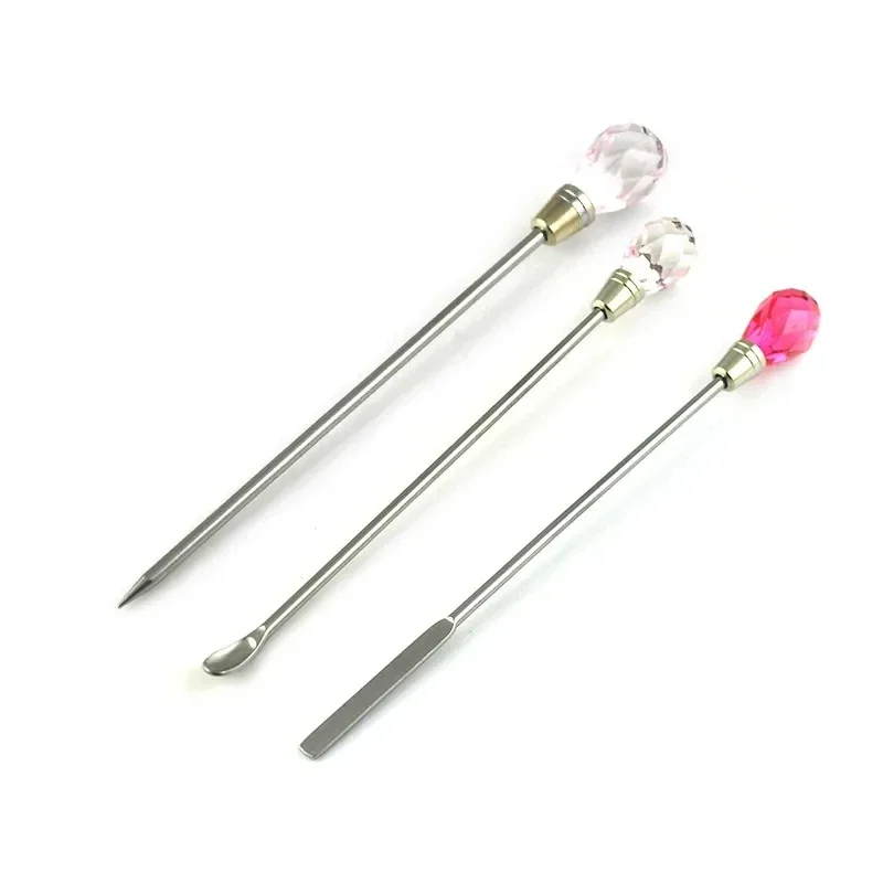 3pcs Stainless Steel Nail Art Stirring Rod Tools Mixing Stir Acrylic Powder Manicure Pedicure Nail Tools Diamond Head