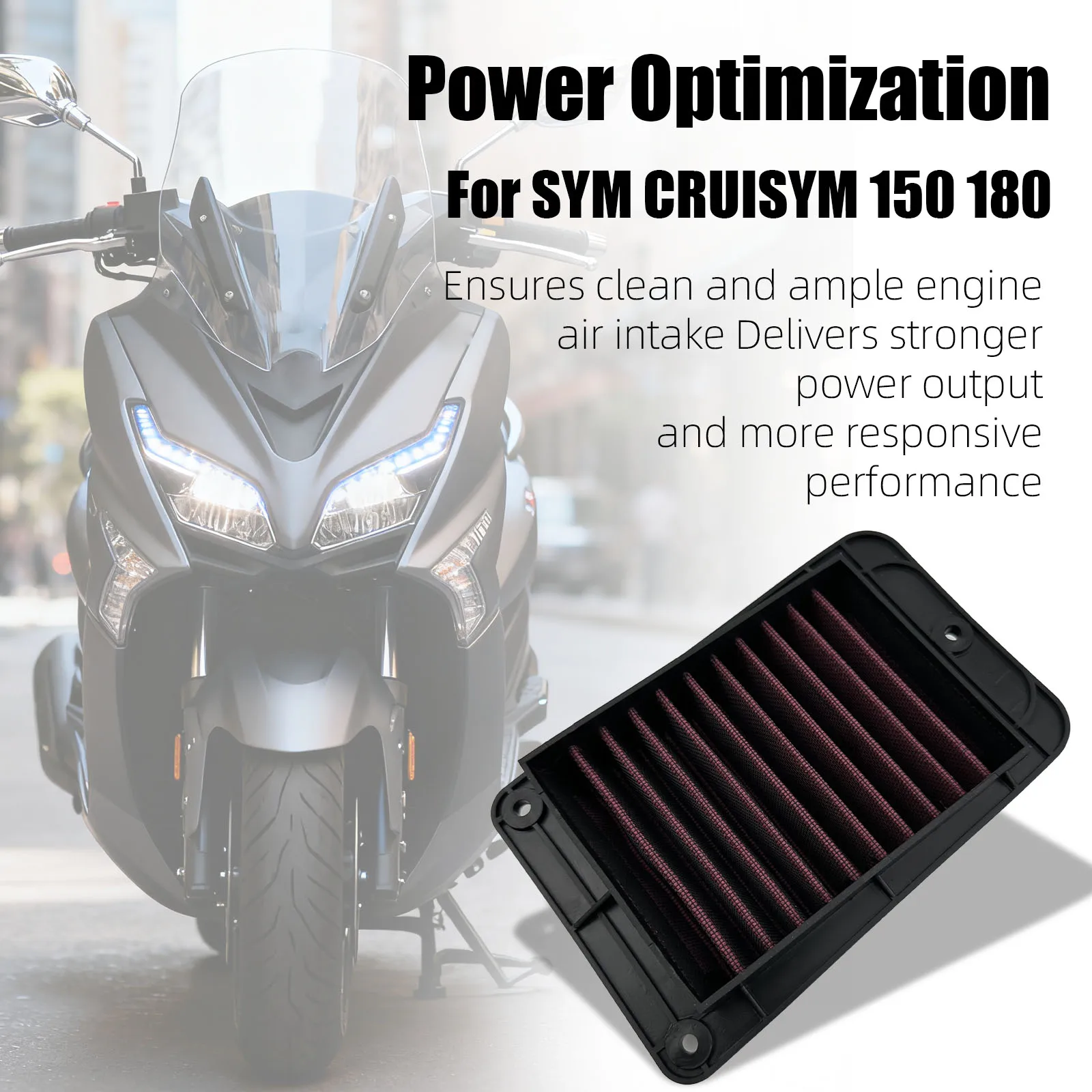 High-Flow Sport Air Filter Element for SYM Symphony 50 125 ST 200 Jet 14 125 Fiddle IV 125 Replacement 17211-ADB-000 HFA5101