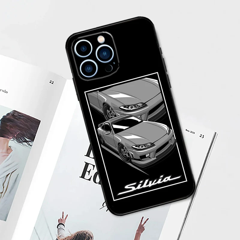 Silvia S15 JDM Tuner Cars Phone Case For iPhone 15 16 14 13 12 11 Pro Max Plus Mini X XR XS Max 7 8 Soft TPU Cover