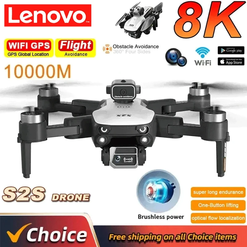 

Lenovo S2S 8K 5G GPS HD Aerial Photography Dual-Camera Omnidirectional Obstacle Brushless Avoidance Drone Toys Quadcopter