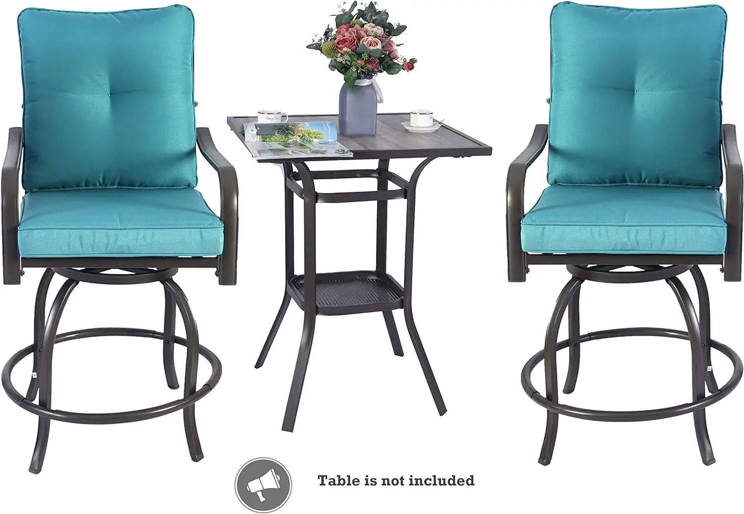 High Swivel Bar Stools for Outdoor Patio Counter Height Tall Wicker Chairs for Garden Restaurant and Living Room