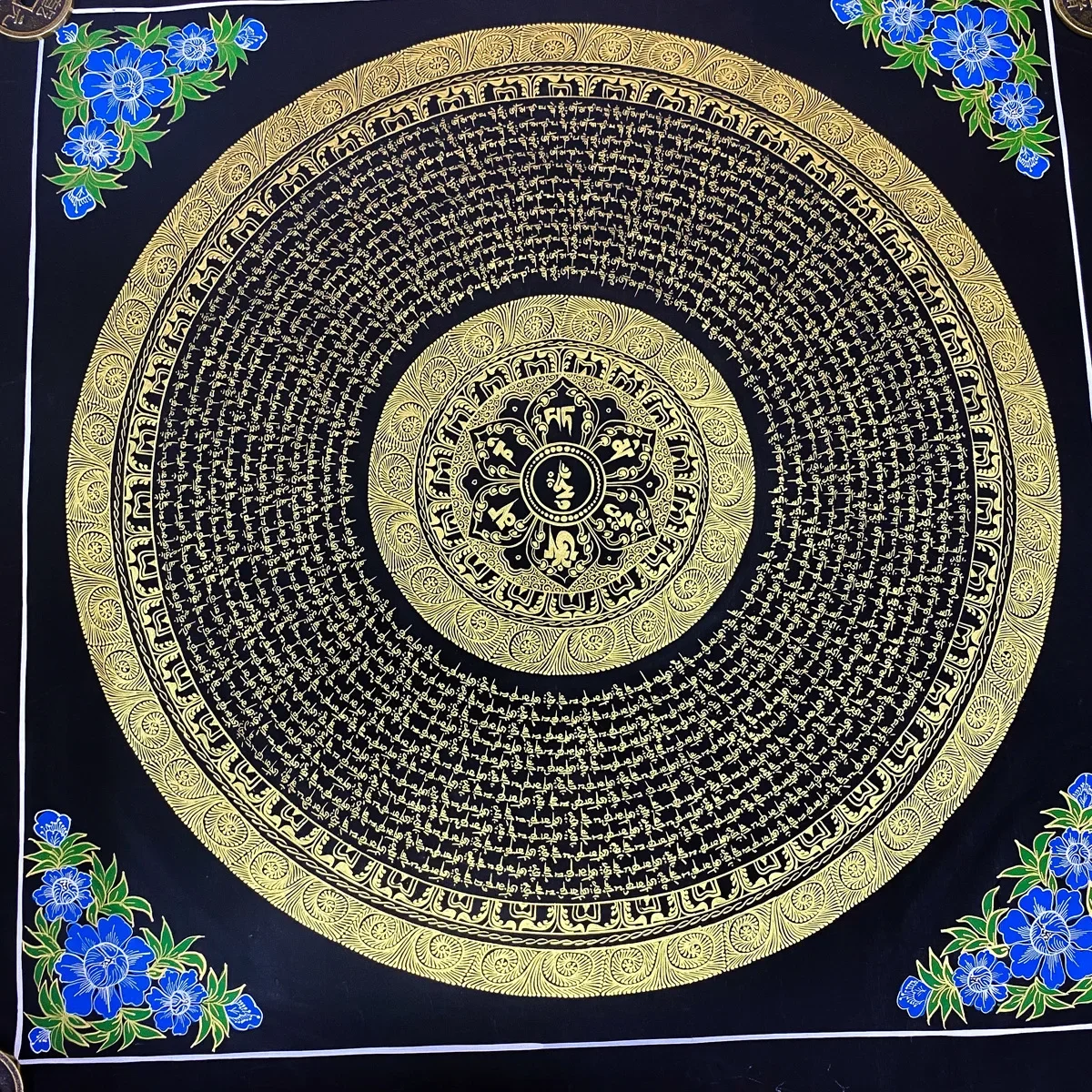 Thangka pintado a mano, ocho tesoros auspiciosos, mantra de seis caracteres, pintura decorativa, pintura de salón