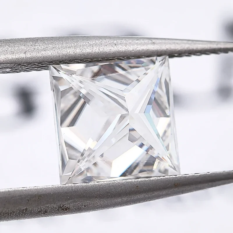 Moissanite Stone Super White D Color VVS1Princess Cut DIY Charms Ring Necklace Earrings Main Materials with Certificate