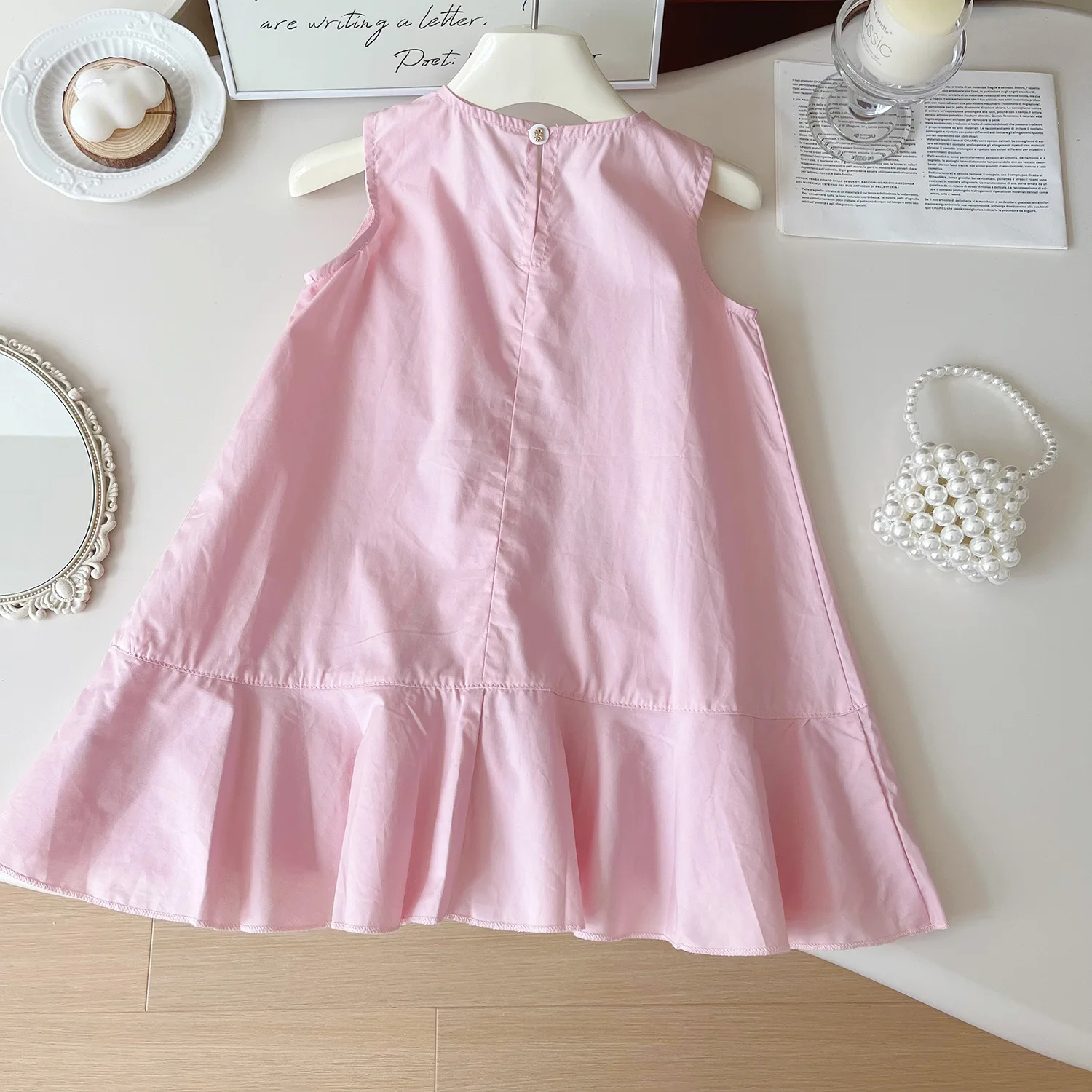 Girls Casual Dresses Rose Sleeveless Spliced Fishtail Dress Girls Clothes for 2 To 7 Years Kids Clothes Girls Dresses