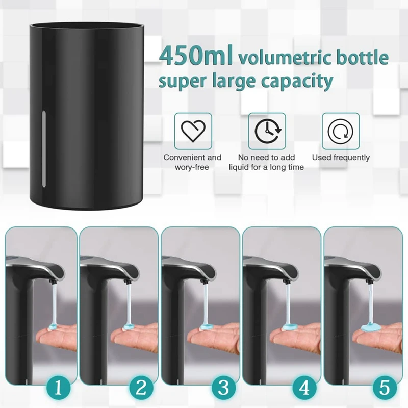 Soap Dispenser Automatic - Touchless Hand Soap Dispenser 5 Levels Adjustable 450Ml For Kitchen Bathroom Hotel