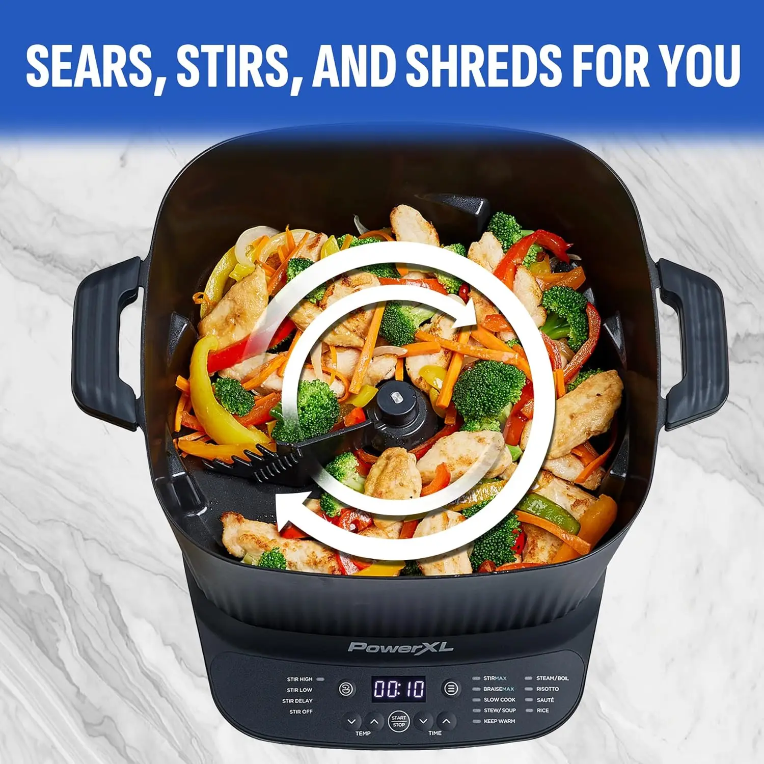 Digital Multi-Cooker with Automatic Paddle to Stir and Shred, 9 in 1 programmable presets to Sauté, Sear, and Brown Food Before