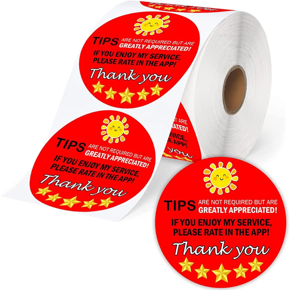 

5 Star Review Delivery Labels Freshness Label Thank You for Your Order Stickers 200Pcs Food Delivery Evident Package Stickers