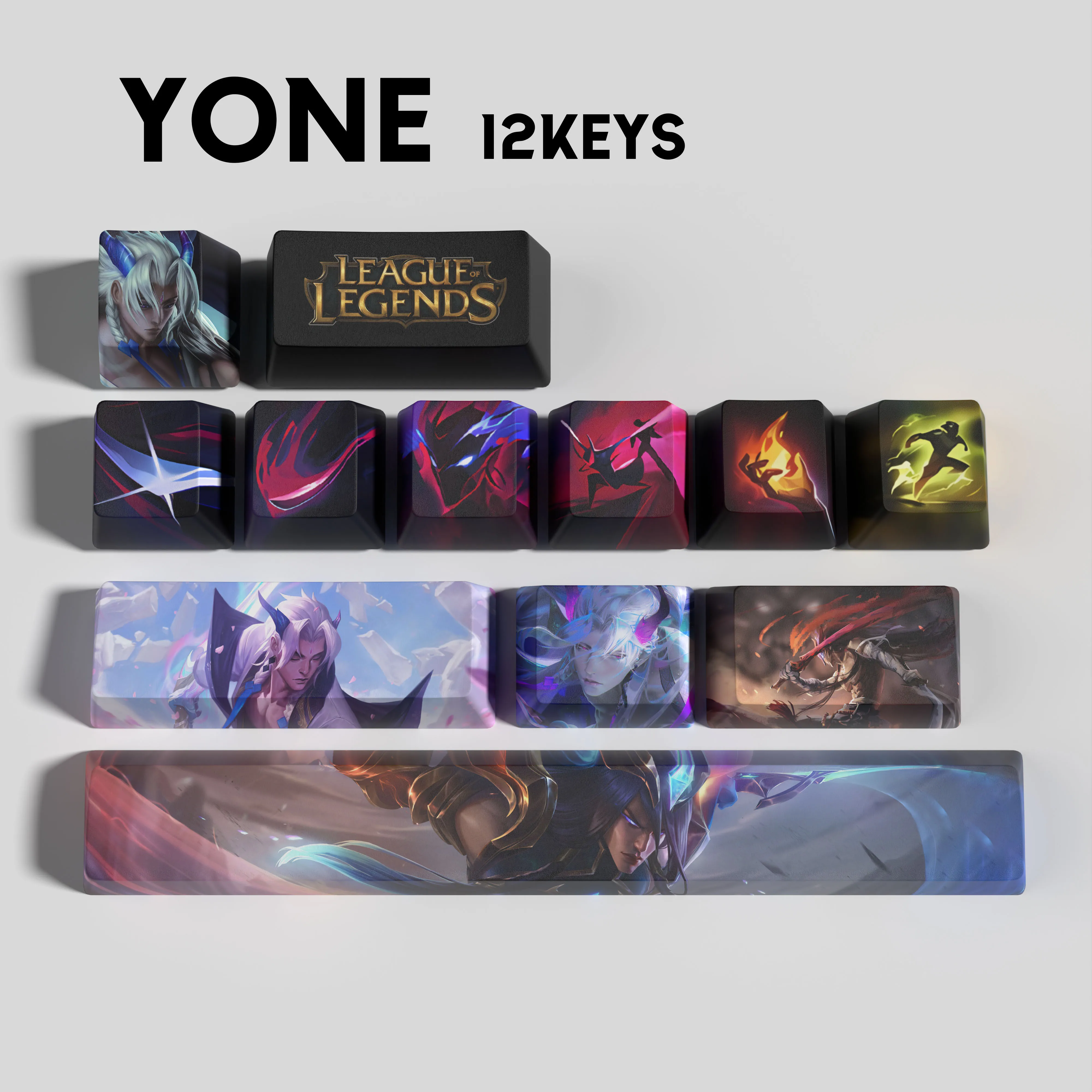 

Yone keycaps League of Legends keycaps game keycaps OEM Profile 12keys PBT dye sub keycaps