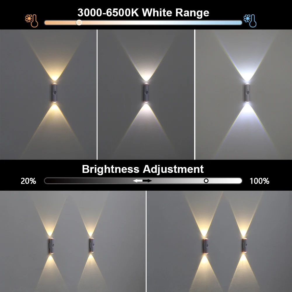 ไฟ LED เซ็นเซอร์ตรวจจับความเคลื่อนไหว ไฟกลางคืน RGB ไล่เฉดสี  แบบแม่เหล็ก ชาร์จไฟได้ ติดผนัง สำหรับห้องนอน ตู้เสื้อผ้า สวน ห้องน้ำ ตกแต่งบ้าน