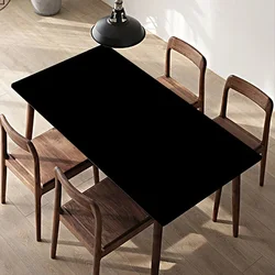 Solid Color Fitted Rectangle Tablecloth Washable Black Waterproof Polyester Table Cover Elastic Edge Kitchen Dining Picnic Party