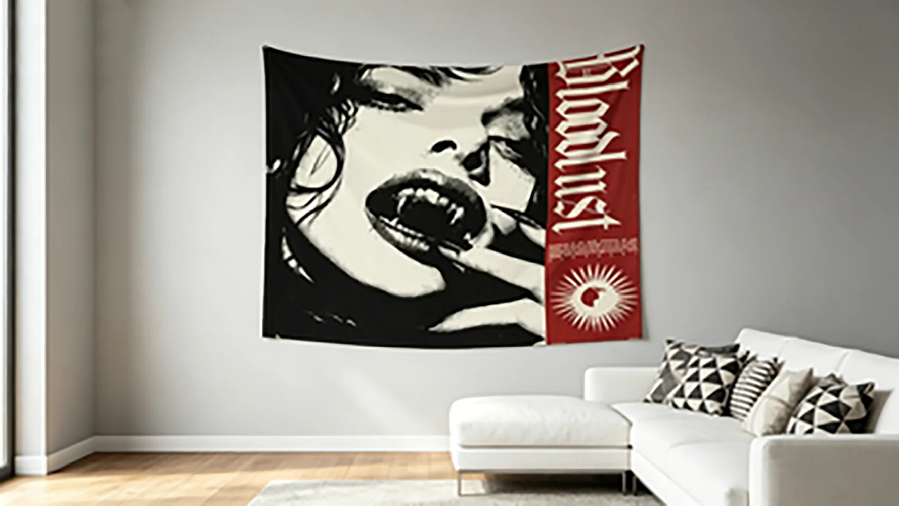 Gothic Vampire Wall Tapestry Dark Fantasy Art Fabric Poster for Bedroom Living Room Dorm Party Home Decor