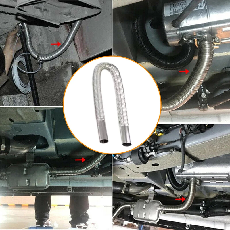 1Pc 60-300cm Car Air Diesel Parking Heater Stainless Steel Spiral Exhaust Pipe Gas Vent Hose Tailpipe Automobile Accessories view 5