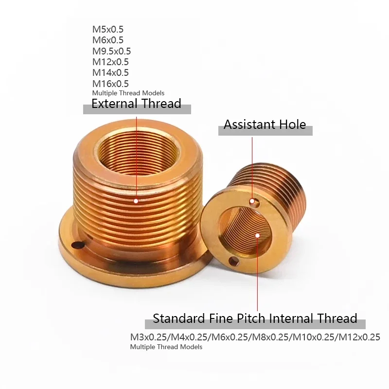 M3x0.25 M4x0.25 M6x0.25 M8x0.25  Screw Bushing With External Thread Copper Sleeve, Commonly Used Optical Accessory Thread Pair