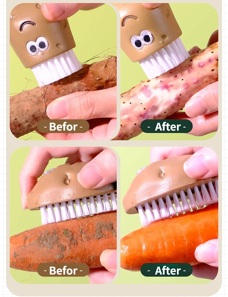 Aardappelborstelschrobber, Ergonomische Keukenreiniger Groenteborstel Kookaccessoire