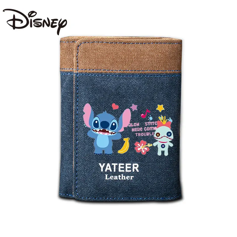 MINISO Disney Lilo and Stitch Stitch Canvas Wallet Cute Cartoon Teen Student Coin Purse Male and Female Long and Short