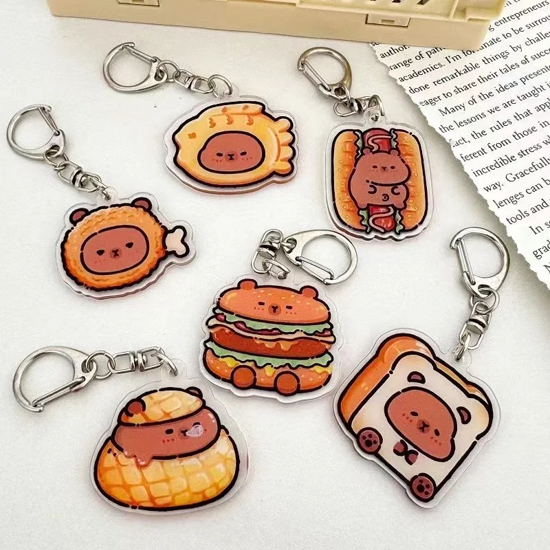 Keychain Acrylic Manufacturer Custom Printed Acrylic Charms Cartoon Epoxy Keychain Charm Glitter Plastic Key Chain