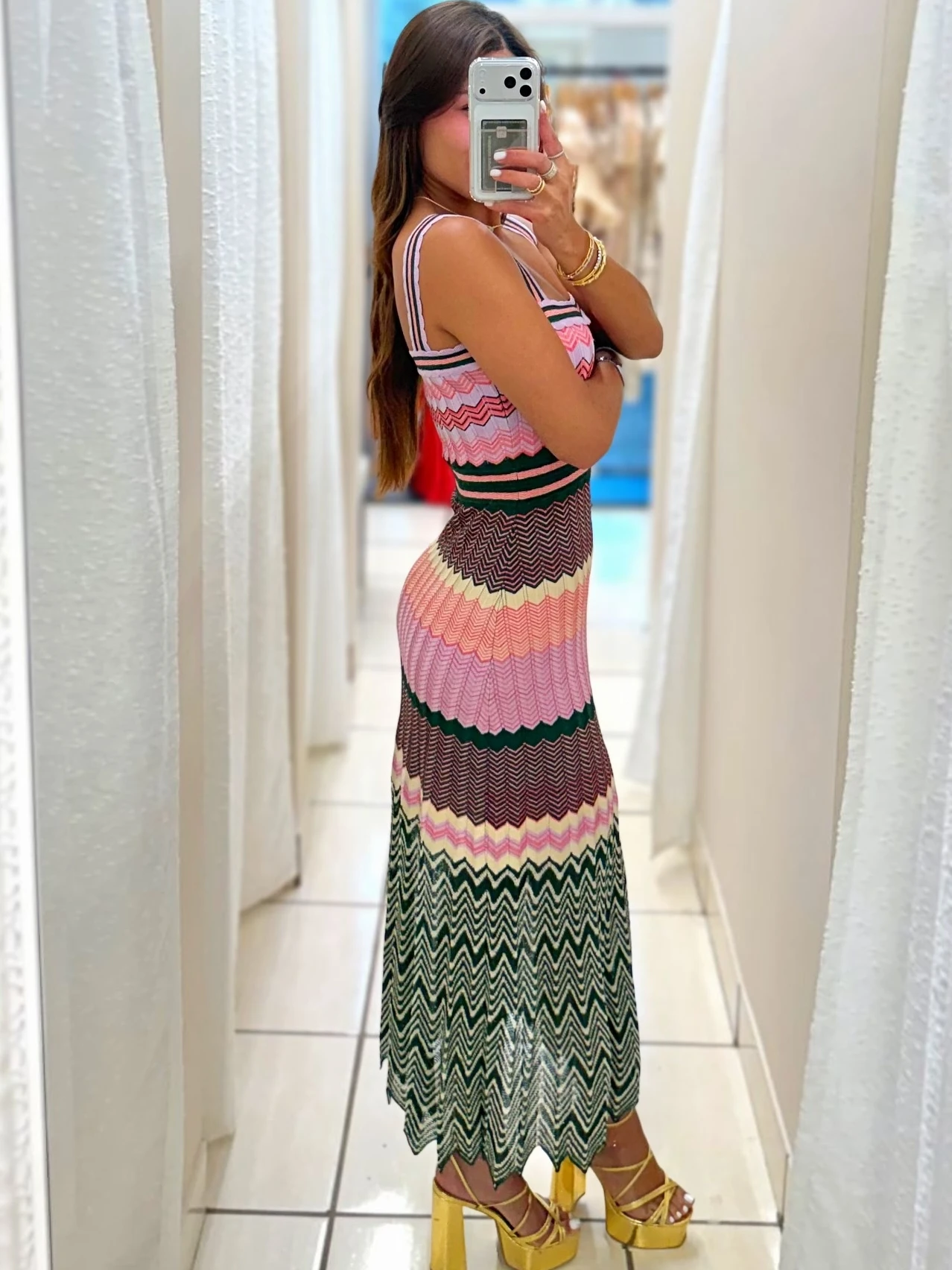

Popular Arab Pink Knit Zigzag Luxury Brand Design Dress For Woman High Quality Africa Bohemia Zig Zag Long Skirt Clothes