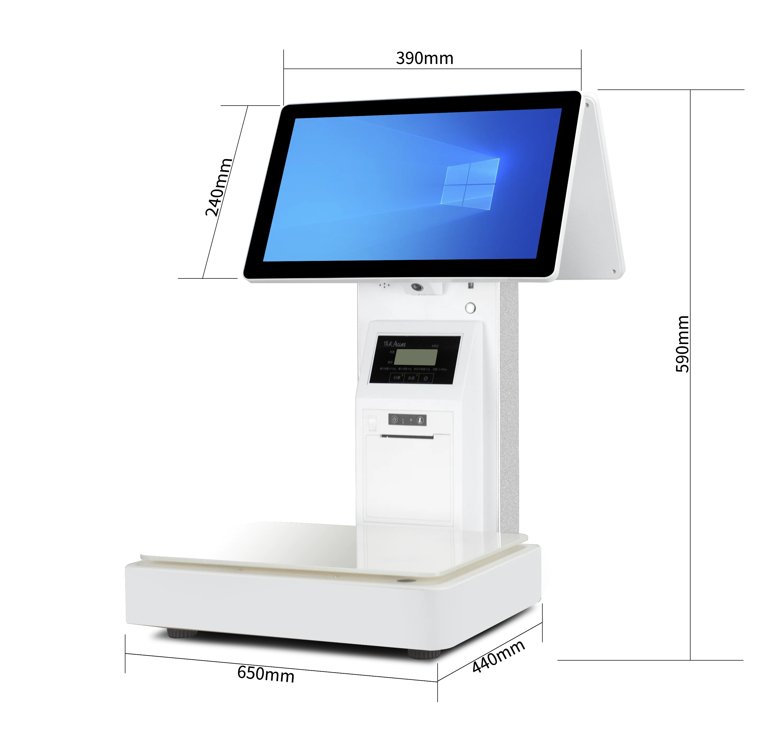 نظام POS متكامل ممتاز بشاشة مزدوجة مع حساب تلقائي للطابعة المزدوجة والتعرف على منتجات AI لـ Cashie