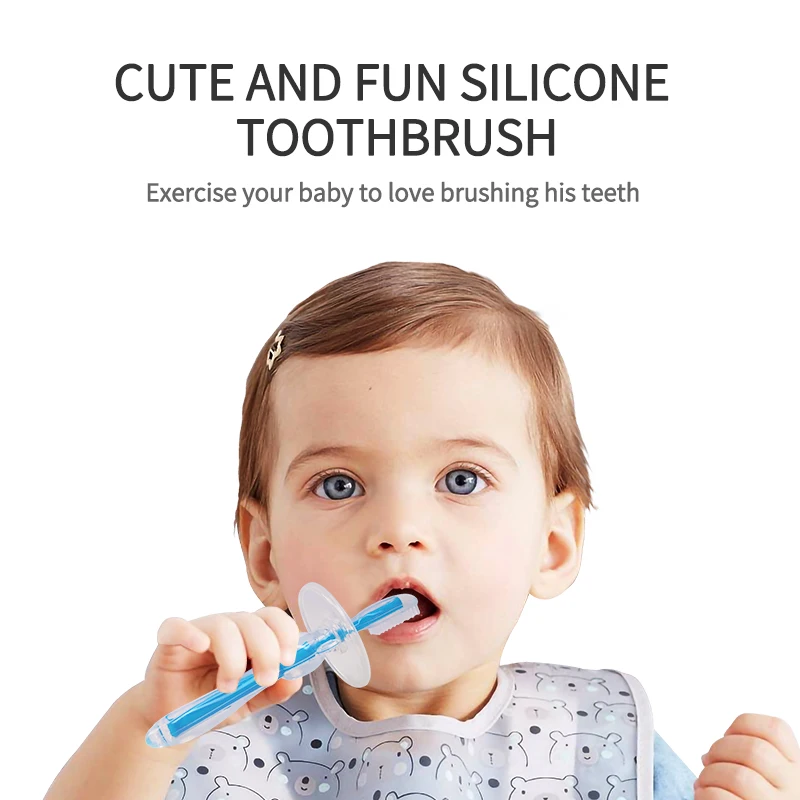 1pc Baby Toothbrush Infant Deciduous Tooth Brush 0-18 Months Tongue Coating Cleaning Soft Silicone Kids Teeth Oral Care Cleaning