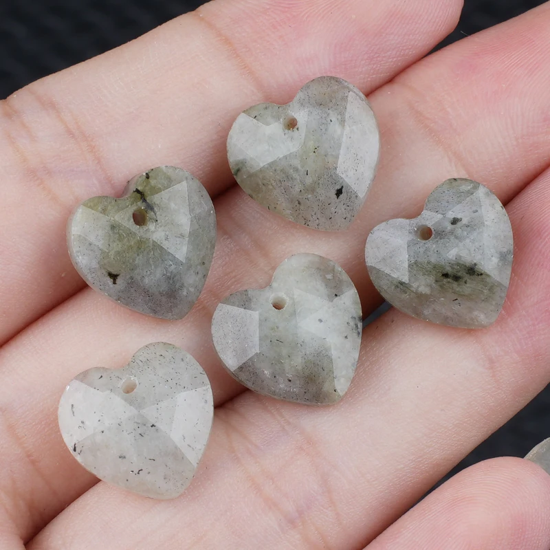 المبهر 13 مللي متر اللابرادوريت الأوجه القلب حجر الخرز 5 قطعة كريستال سحر ل الحب صنع المجوهرات الأوجه قلادة الأحجار الكريمة