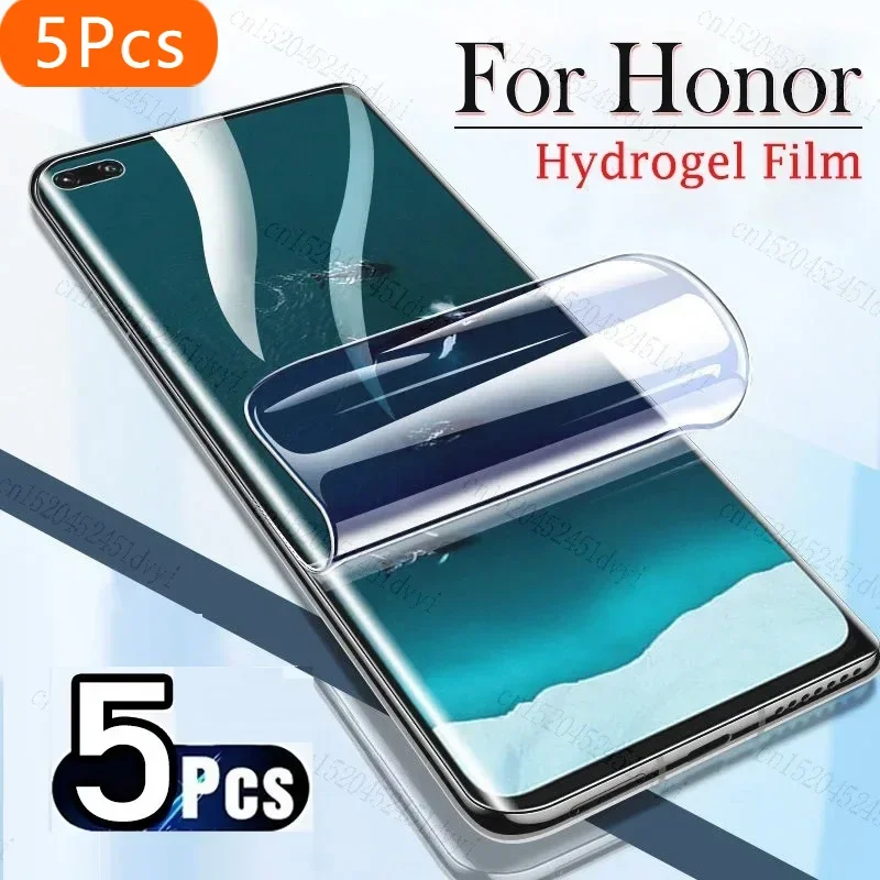 

5PCS For Honor 90 50 Lite 80 70 Pro Plus 60SE 80GT Full Cover Hydrogel Film Screen Protector