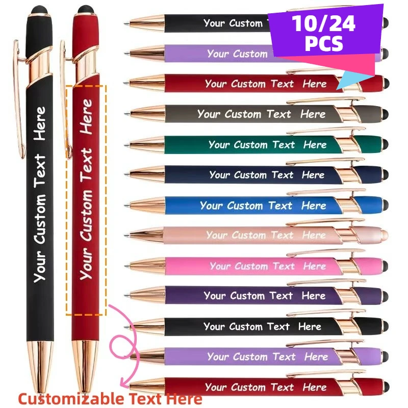 

10/24PCS Personalized Metal Ballpoint Pens Set Customizable Multifunctional Writing Tools for School Office Ideal Gifts Set