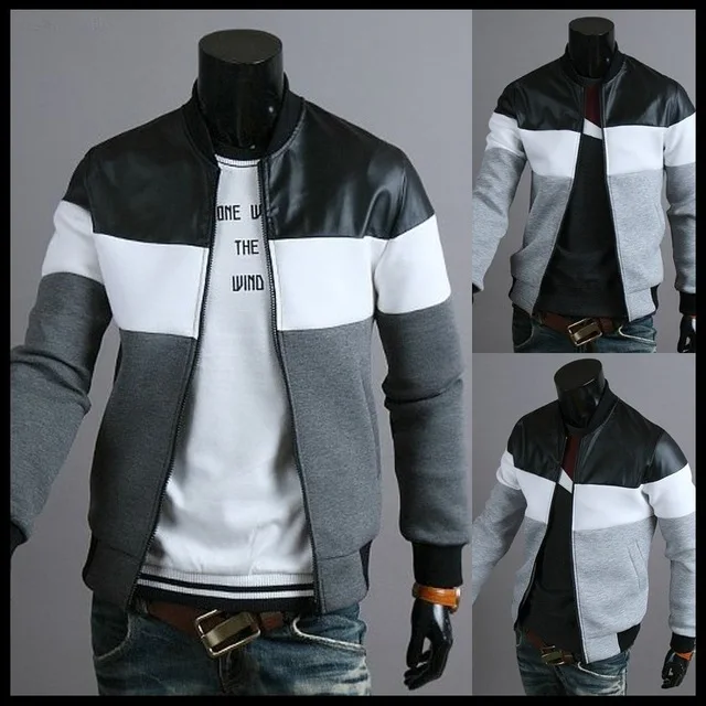 

Slim Fit Korean Men's Casual Jaet Autumn Coat Youth ular Long Sve Zipper Closure Side ket Trousers Material