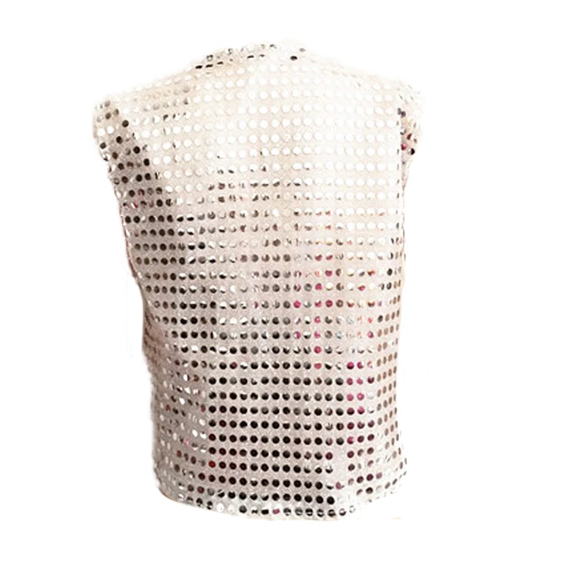 Kids Adult Jazz Hip-hop Dance Costume Sequin Tank For Children Sleeveless Shiny Sequined Vest Boy Stage Performance Party Unisex