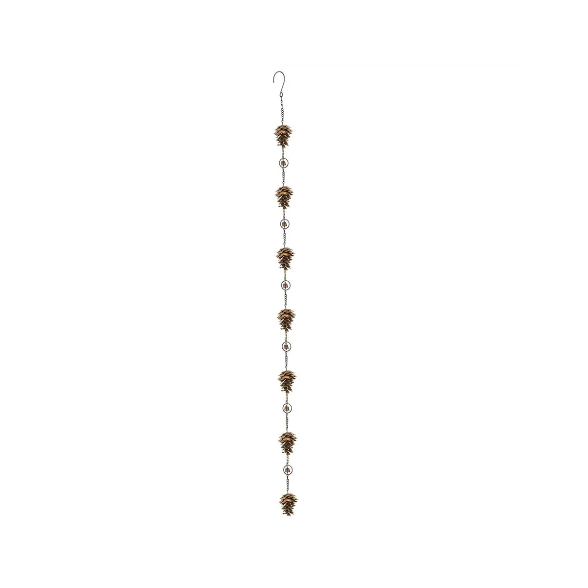 소나무 콘 모양의 레인 체인, 고대 그래피티 소나무 콘 장식 행잉 체인, 금속 다리미 종