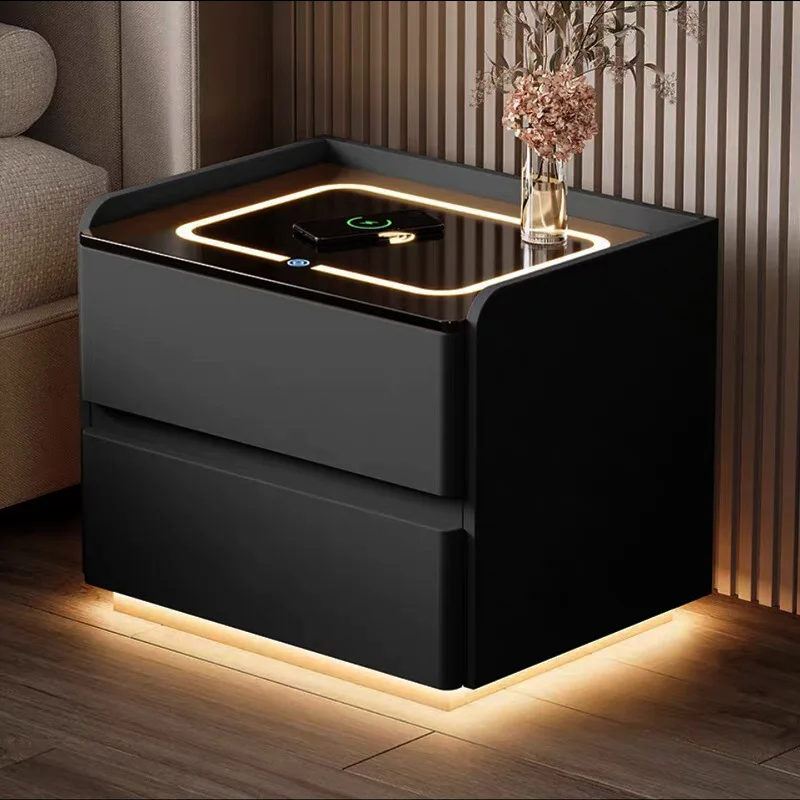 Intelligent Bedroom Furniture Luxury Nightstands Bedside Table Storage Drawer Cabinet Cajonera Mesa Muebles Para el Hogar