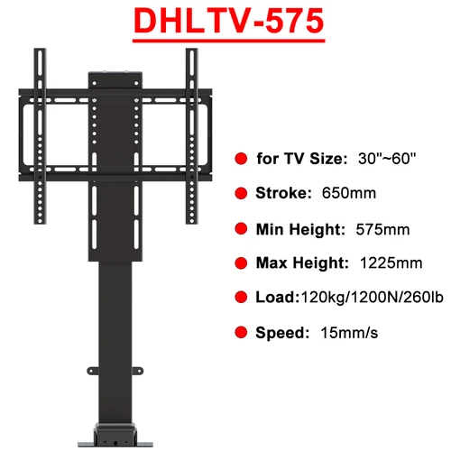 Imagen 2 del producto Elevador de soporte de TV grande de 40 ""/65""/80 ""/100 "", carrera de 150cm, carga de 120kg/150kg, elevación de TV eléctrica, Motor de soporte telescópico LCD grande