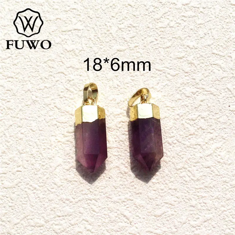 FUWO 1Pcs Natural Amethysts Point Pendants,Purple Crystal Accessories For Women DIY Jewelry Making PD117