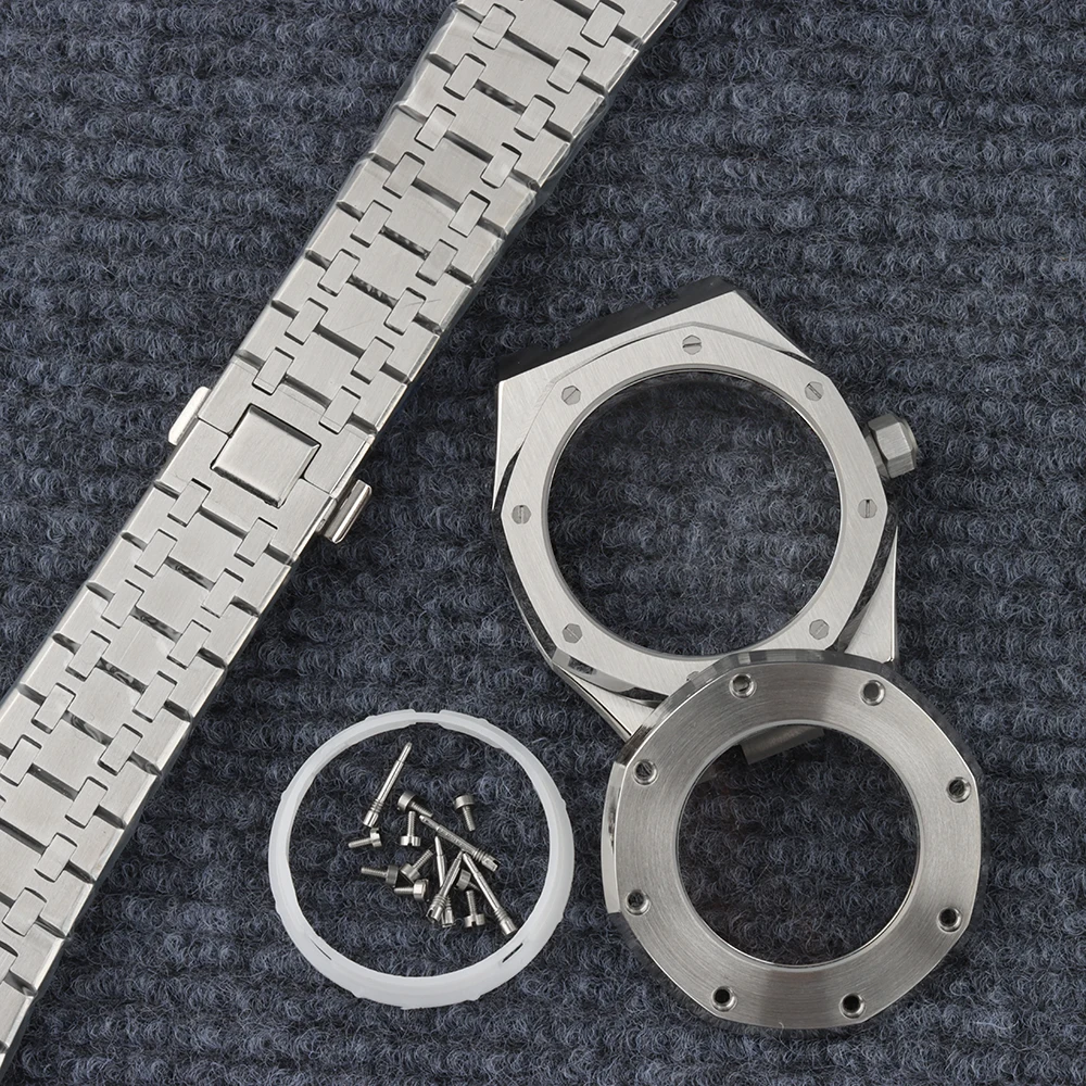 

NH35 41mm Waterproof Stainless Steel Case Strap Fit NH35 NH36 Automatic Movement 31.8mm Dial Royal Oak Men's Watch Accessories