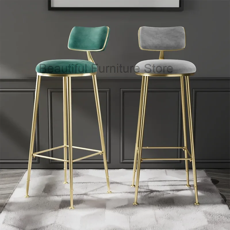 

Nordic Bar Chair Light Luxury Home Golden Bar Stool Modern Simple High Chair Back Bar Stool Balcony Restaurant Furniture