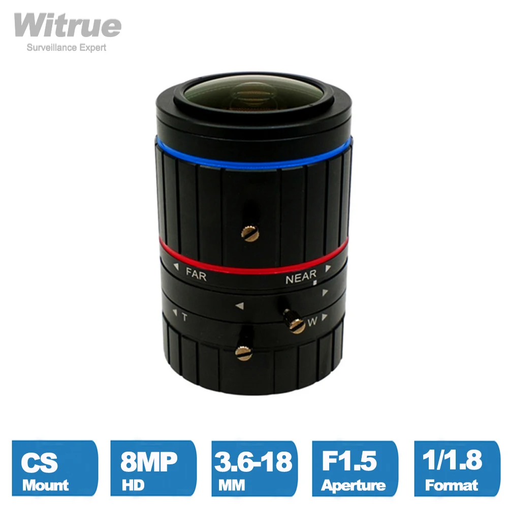 Witrue Varifocal Lens HD 4K 8 Megapixel CS Mount 3.8-16MM 1/1.8  F1.5 for Sony IMX226/334 Face Recognition Box Cameras