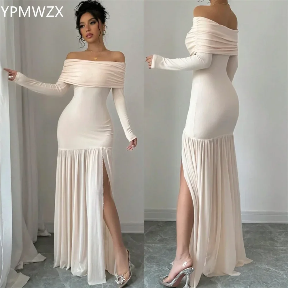 

Customized Prom Gown Formal Women Party Occasion YPMWZX Off-the-shoulder Mermaid Floor Length Skirts Draped Shirred Bespoke Occa