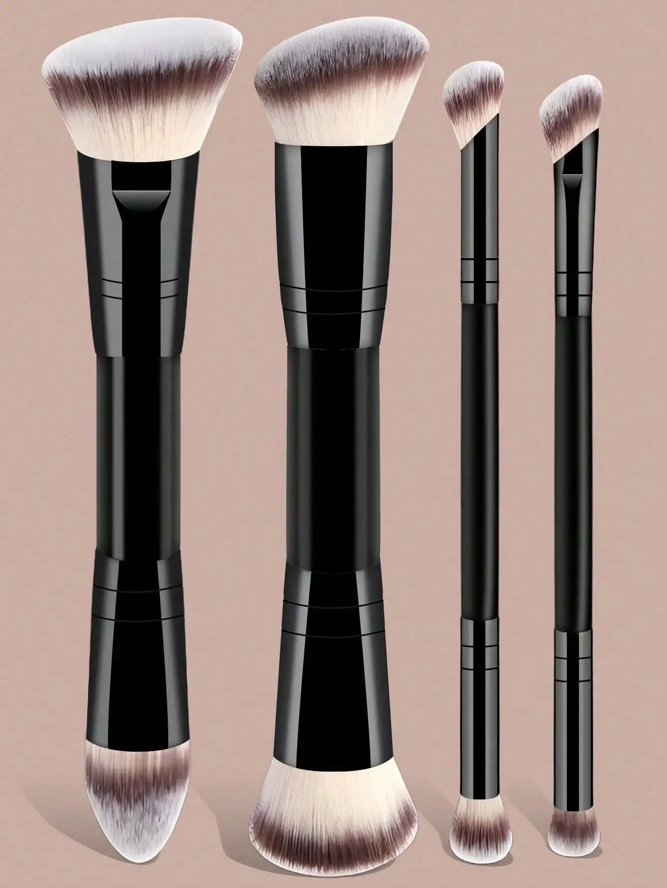 

2pcs Angled Blush Brush, Stippling Brush, Liquid Blush, Cream Blush, Contouring Foundation Brush, Soft Bristles