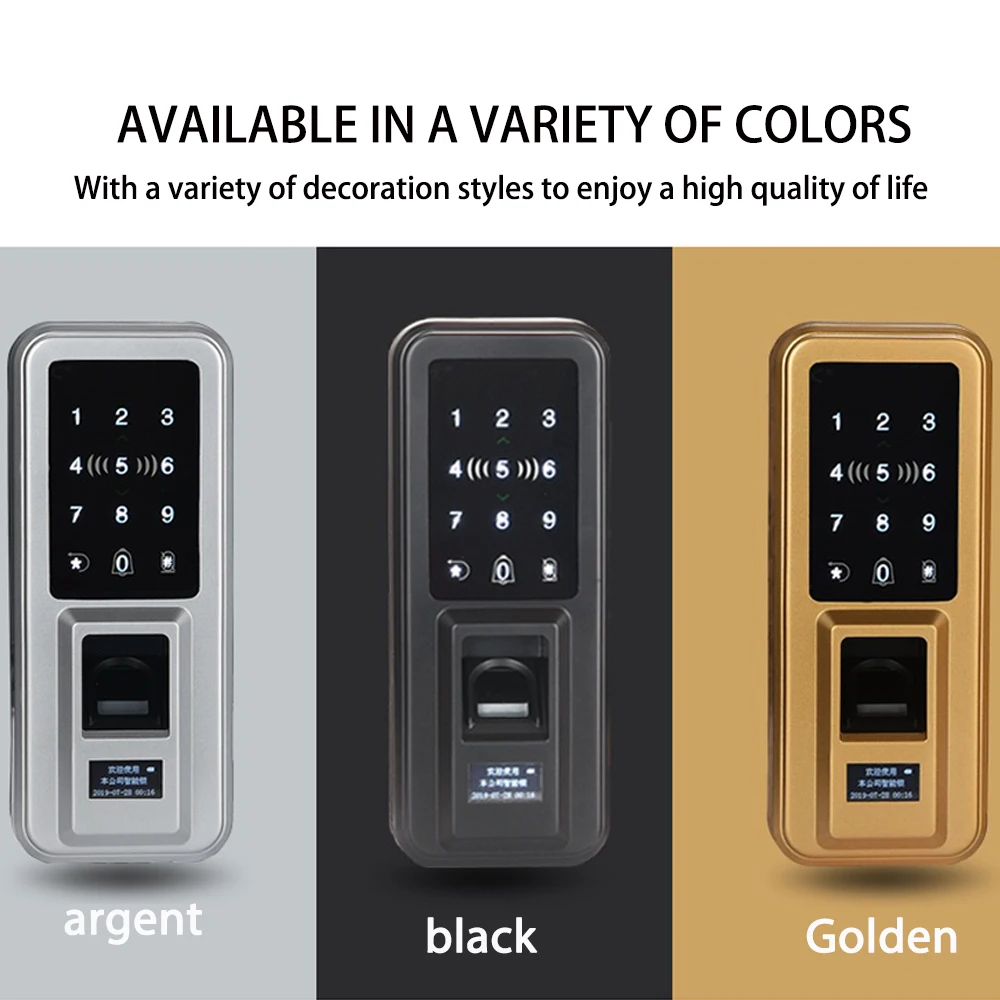 도어 잠금 앱 유리 지문 블루투스 스마트 안경 전자 생체 인식 도어 잠금 장치 13.56Mhz RFID 원격 제어 잠금 해제