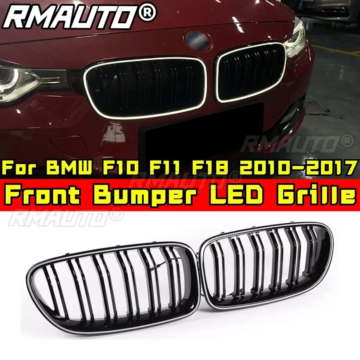 

LED Front Racing Facelift Upper Radiator Grilles For BMW 5 Series F10 F11 F18 2010-2017 Car Front Bumper Racing Grill Body Kit