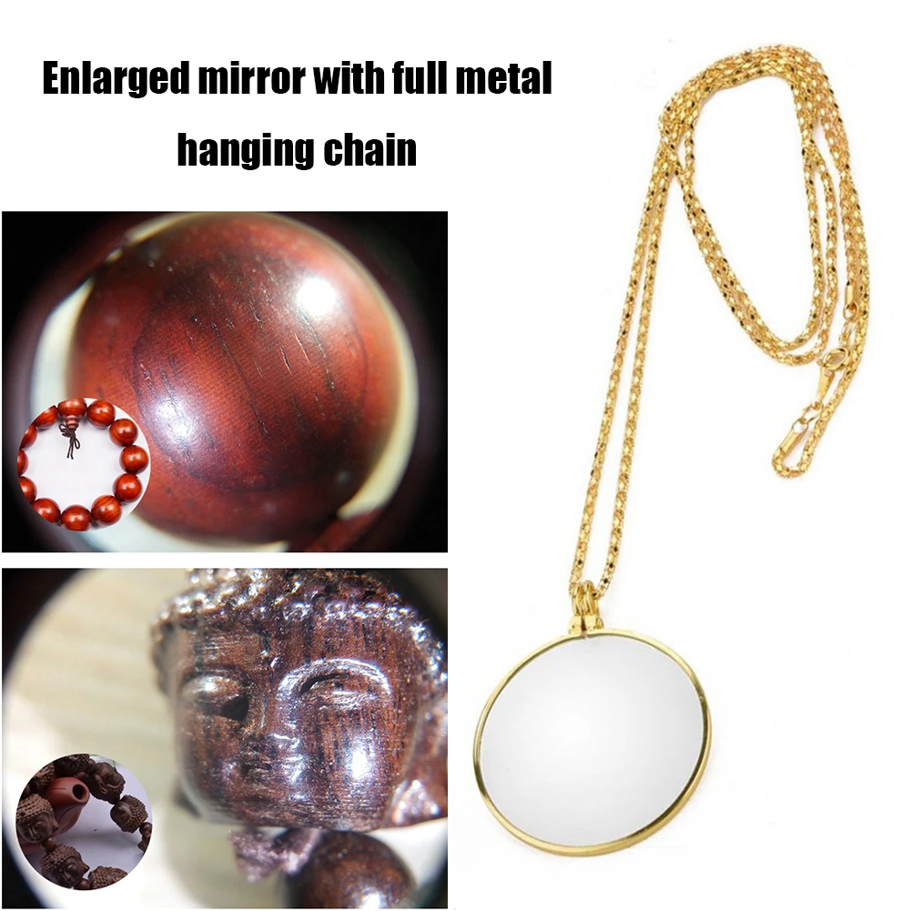 قلادة أحادية للديكور مع عدسة مكبرة مكبرة 5x قلادة سلسلة مطلية بالذهب للنساء مجوهرات 2023