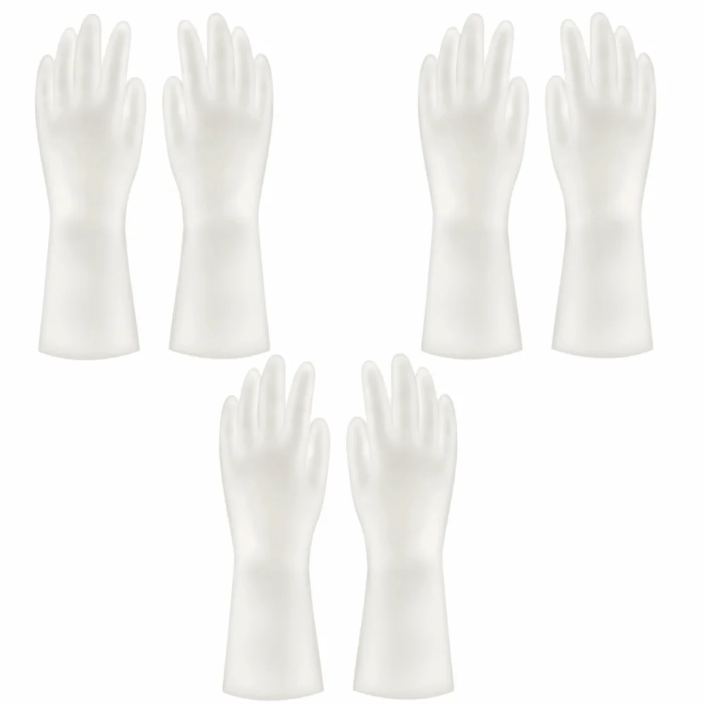 3 Pair Waterproof Long Cuff Cleaning Gloves Non-Slip Thick Dishwashing Gloves Kitchen Gloves Bathroom