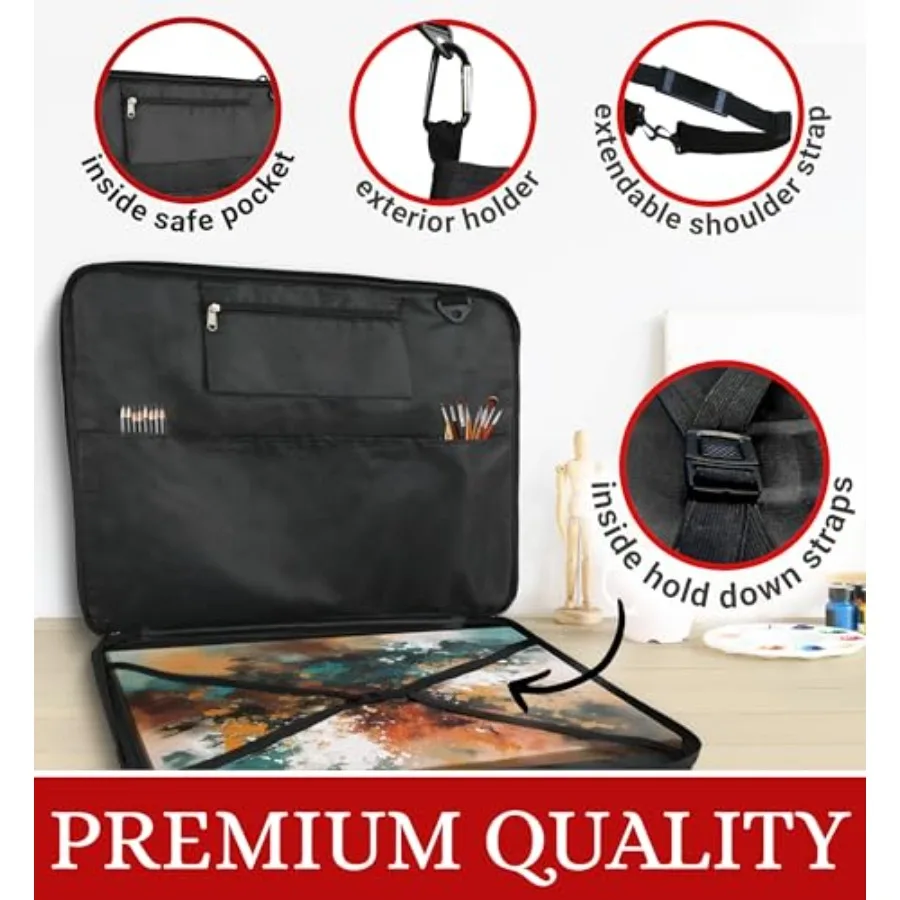 ART PORTFOLIO with Full Extension Zipper Waterproof A3 Art Portfolio Case Hard Case for 18x24 Artwork Ideal for Artists and Des