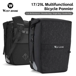 WEST BIKING Multifunctional Bicycle Pannier 17/29L Waterproof Bike Bag Double Side Luggage Rack Shoulder Bag Cycling Backpack