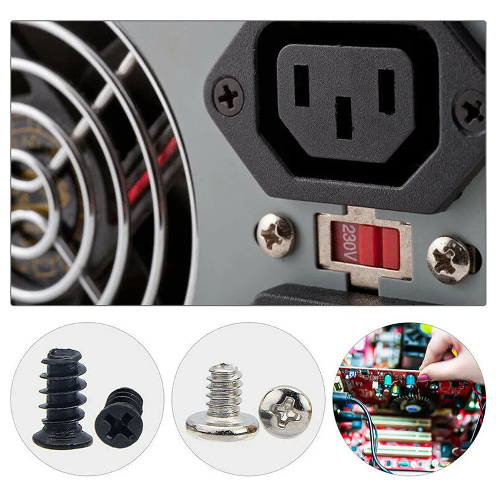 1Set Premium Steel Computer Screw Set for Pc Case Repair Includes Screws Bolts Washers Cable Ties Screwdriver Brush Storage Box