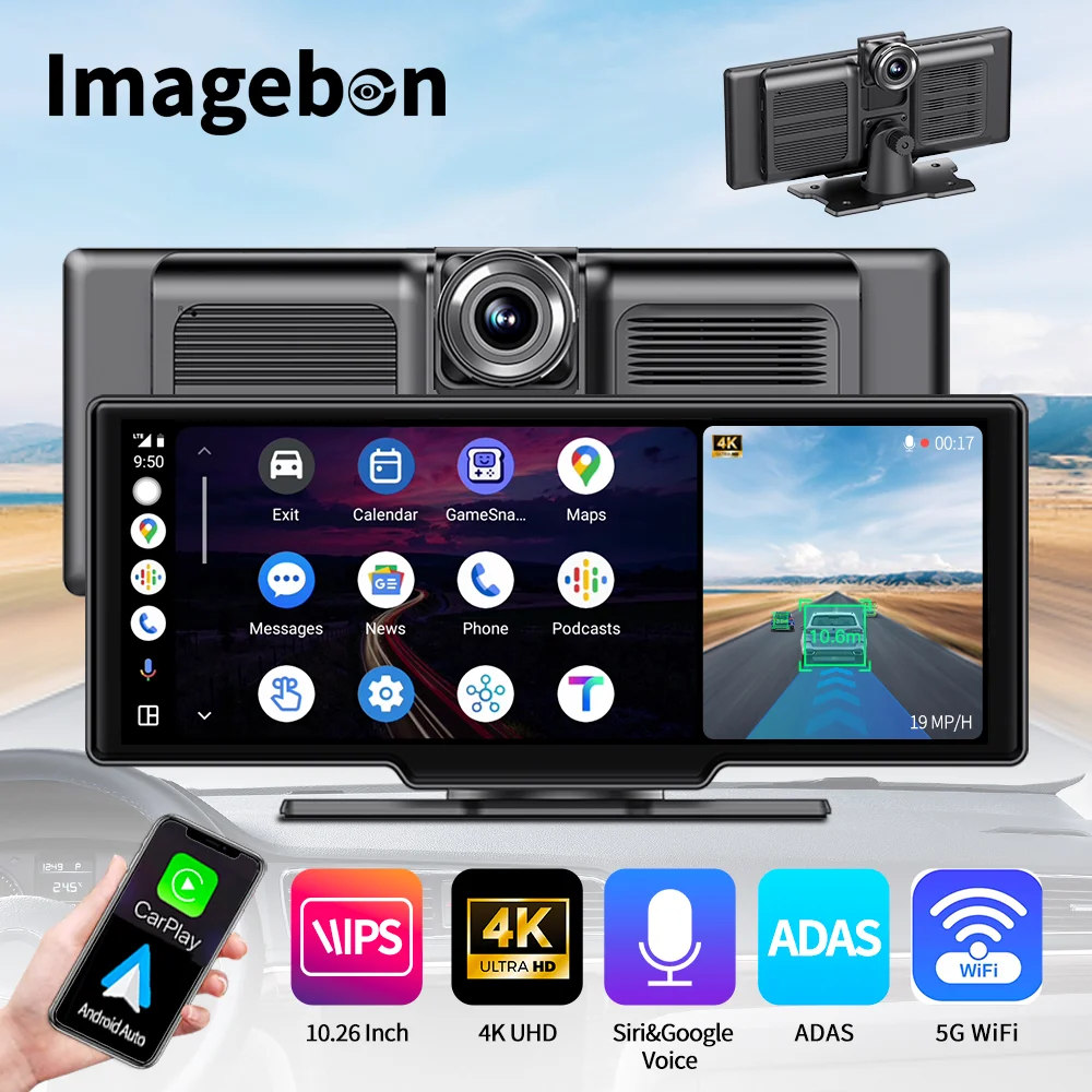 K50 4G+64G 10.26 4G Android 13 AI Screen GPS Navigation Carplay Android AUTO Dual Lens Dash Cam Rear View Mirror Video Recorder 