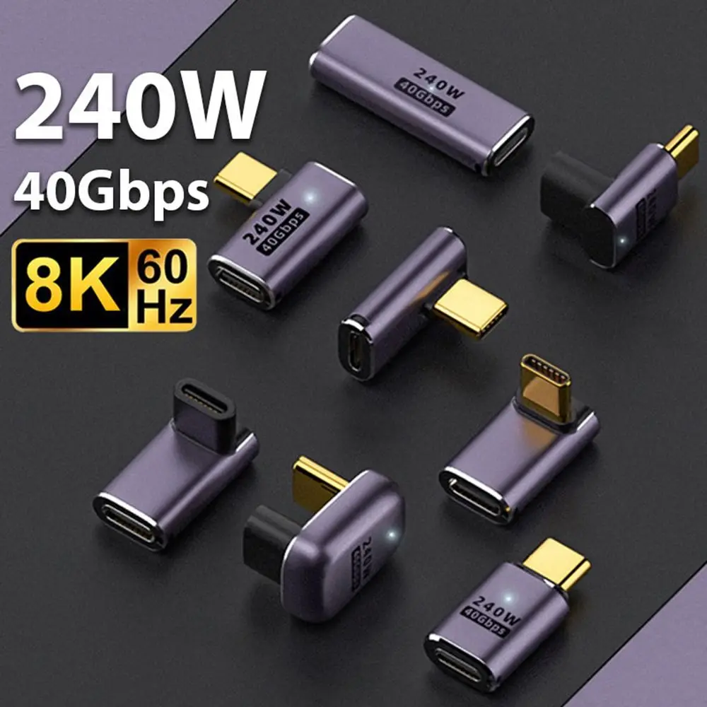 LED Indicator 8K 60HZ Male to Female 40Gbps 240W Fast Charging USB C Converter Type C Adapter