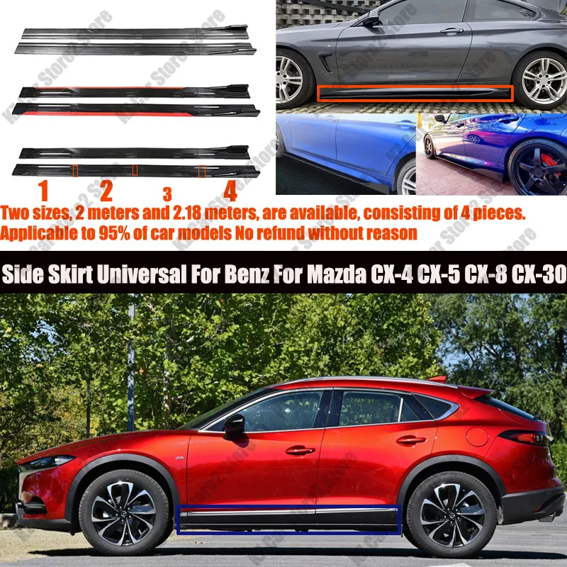 

FOR Mazda CX-4 CX-5 CX-8 CX-30 2M Car Side Skirt Extension Plate Lip Separator Bumper 2.18M Racing Side Spoiler