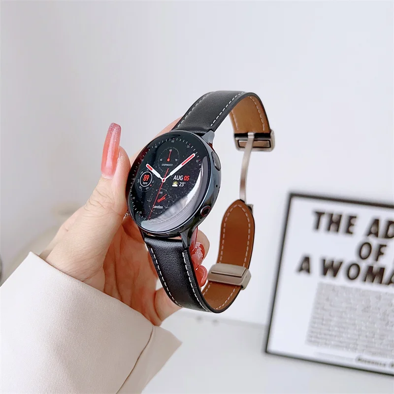 For IMIKI D2 Strap Smart watch Leather Genuine Folding Magnetic Buckle Women men Band Screen Protector