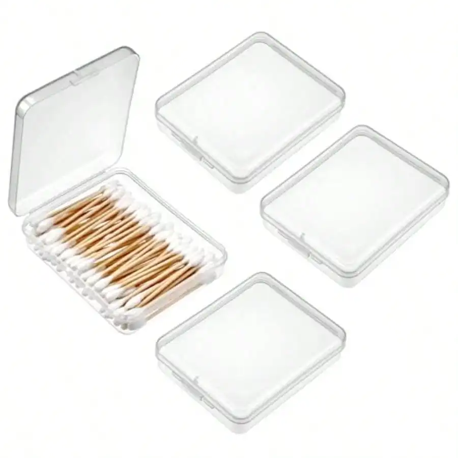 

4 Pcs Travel Cotton Swab Older Wit Lid Portable Dental Floss Sage Container Clear Air Tie Organizer Etic Cotton Pad Collecting Floss Business Ca Cotton Sw 4.3 X3.5 X1.1Inc