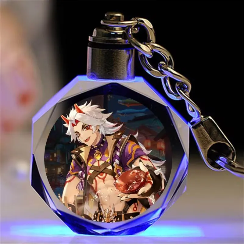 Genshin Impact, брелок с кристаллами вспышки из мультфильмов и аниме, подвеска для школьной сумки, Raiden General, орех, Чжунли, Сяо, сувенир